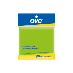 Notas Adhesivas Ove 76 X 76 Mm Verde Neón 100 Hojas