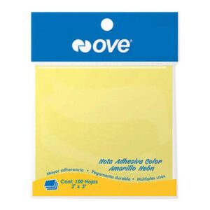 Notas Adhesivas Ove 76 X 76 Mm Amarillo Neón 100 Hojas