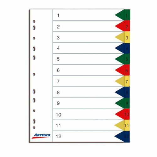 Separadores Artesco Index Polipropileno 12 Divisiones