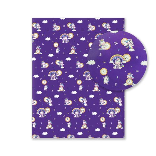 Cartulina Decorada Unicornios Y Relojes 48 X 70 Cm