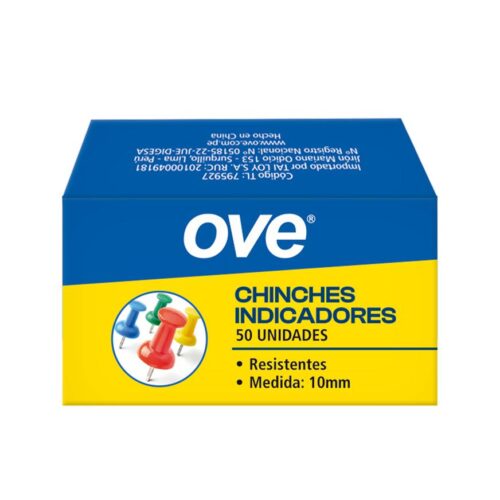 Chinches De Colores Ove Push Pins 10 Mm X 50 Und