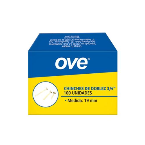 Chinches De Doblez Ove 19 Mm Caja X 100 Und
