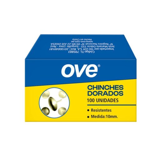 Chinches Dorados Ove 10 Mm X 100 Und