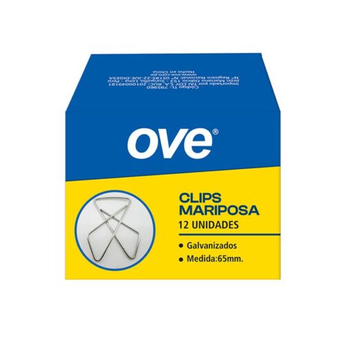 Clips Mariposa Grande Ove Caja X 12 Und