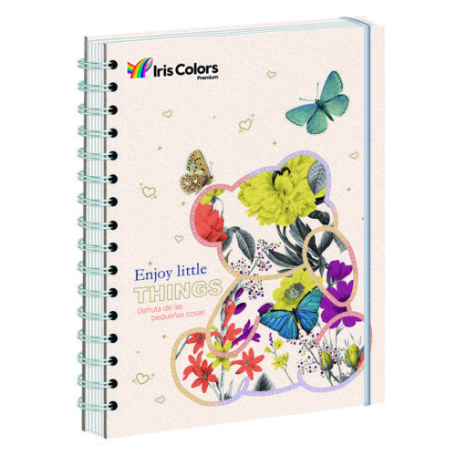 Cuaderno Cuadriculado Anillado Iris Color A4 Con Liga Surtido 170 Hojas