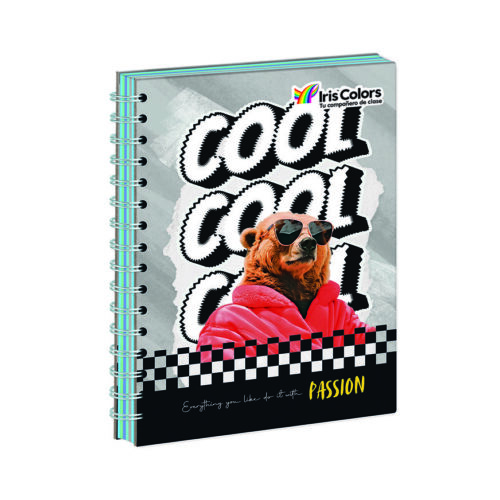 Cuaderno Cuadriculado Anillado Iris Color A5 Tapa Dura 170 Hojas