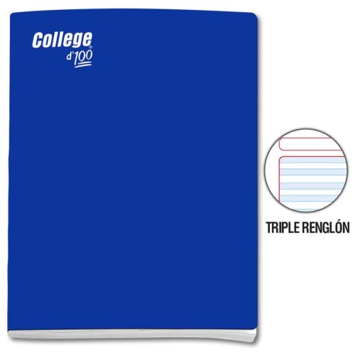 Cuaderno Deluxe A-4 100H Triple Renglón Con Sombra Central Solido College