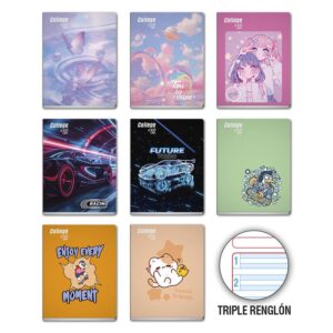 Cuaderno Deluxe 100H Triple Renglón Diseño College