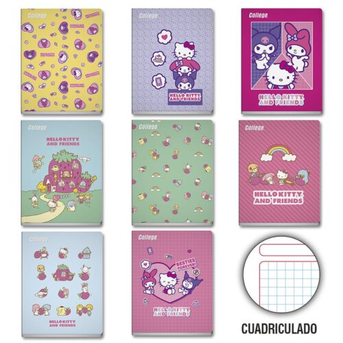 Cuaderno Deluxe 80H Cuadriculado Hello Kitty College