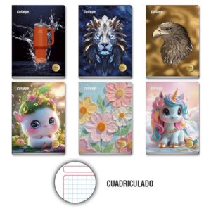Cuaderno Deluxe 80H Cuadriculado Lumen Gold College
