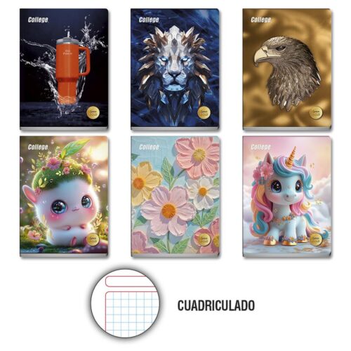 Cuaderno Deluxe 80H Cuadriculado Lumen Gold College