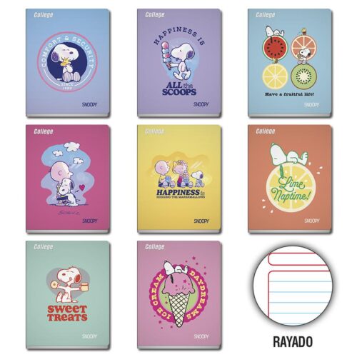 Cuaderno Deluxe 80H Cuadriculado Snoopy College