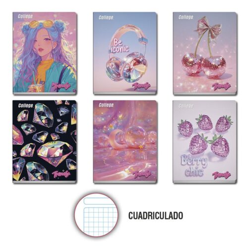 Cuaderno Deluxe 80H Cuadriculado Trendy Girl College
