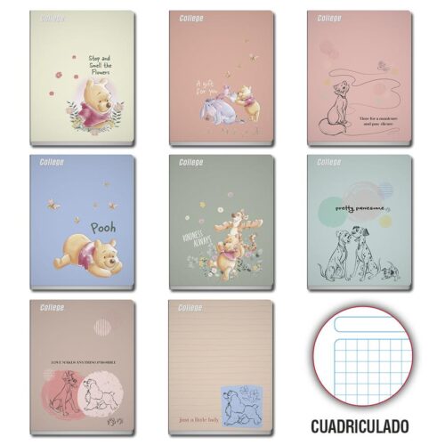 Cuaderno Deluxe 80H Cuadriculado Winnie Pooh College