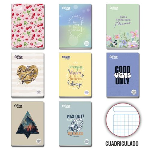 Cuaderno Deluxe 80H Cuadriculado Xteen Diseño 70G College