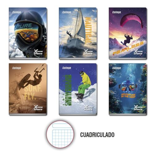 Cuaderno Deluxe 80H Cuadriculado Xtreme Sports College
