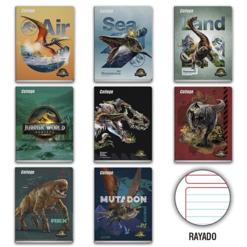 Cuaderno Deluxe 80H Rayado Jurassic World College