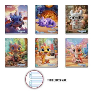Cuaderno Deluxe 80H Triple Raya Max Dragoland College