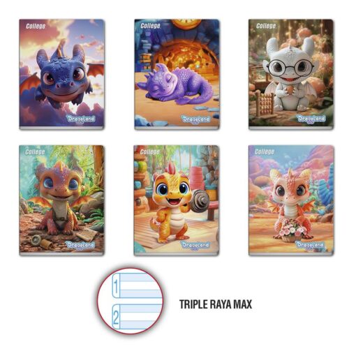 Cuaderno Deluxe 80H Triple Raya Max Dragoland College Cuaderno Deluxe 80H Triple Raya Max Dragoland College