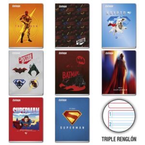 Cuaderno Deluxe 80H Triple Renglón Con Sombra Dc Comics College