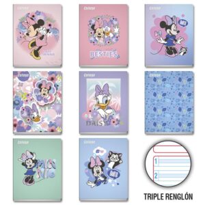 Cuaderno Deluxe 80H Triple Renglón Con Sombra Minnie College