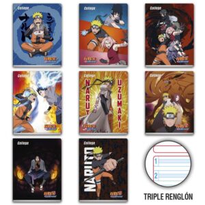 Cuaderno Deluxe 80H Triple Renglón Con Sombra Naruto College