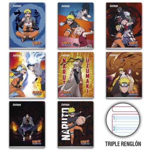 Cuaderno Deluxe 80H Triple Renglón Con Sombra Naruto College