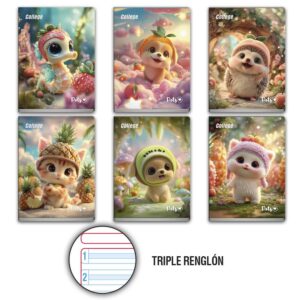 Cuaderno Deluxe 80H Triple Renglón Con Sombra Pets College