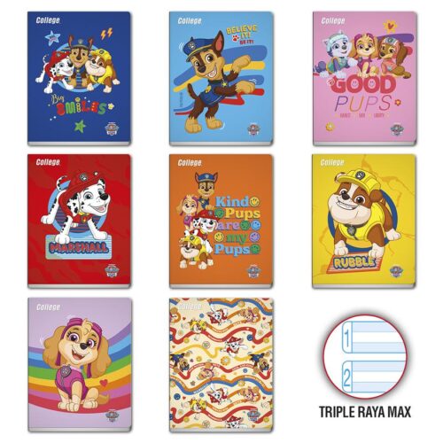 Cuaderno Deluxe A-4 80H Triple Raya Max Paw Patrol College