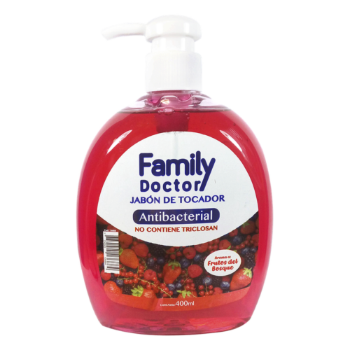 Jabón Líquido Family Doctor Antibacterial Frutos Del Bosque Con Dispensador 400 Ml