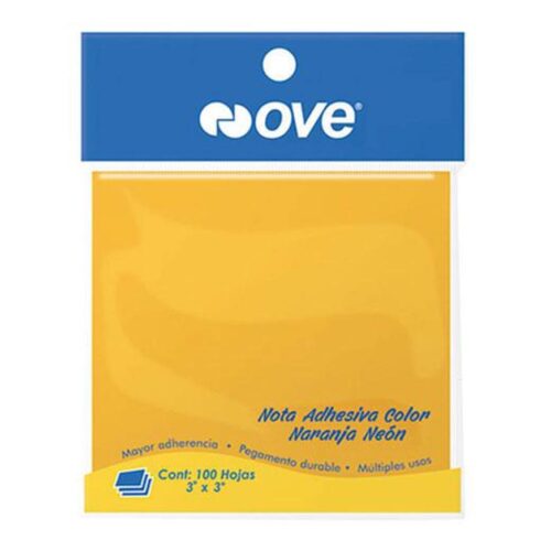 Notas Adhesivas Ove 76 X 76 Mm Naranja Neón 100 Hojas Notas Adhesivas Ove 76 X 76 Mm Naranja Neón 100 Hojas
