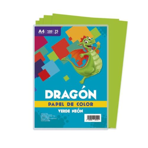 Papel Arco Iris A4 75/70 G Verde Fosforescente X 100 Hojas