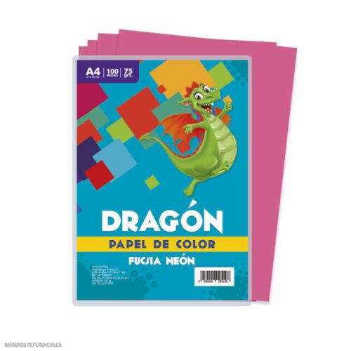 Papel Arco Iris A4 70/75 G Fucsia Fosforescente X 100 Hojas