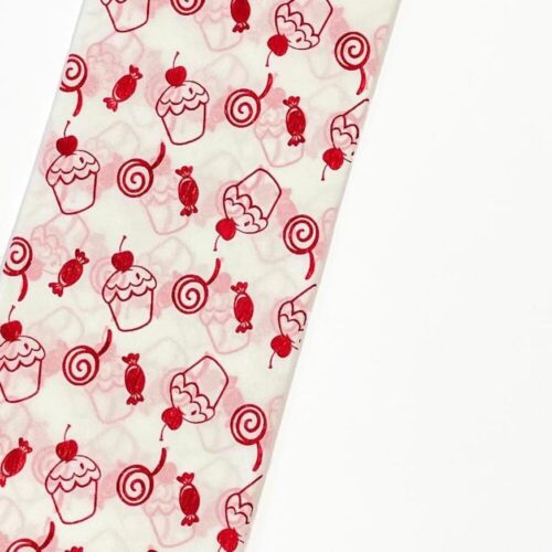 Papel Crepé Decorado Dulces Rojos Paquete X 10 Und
