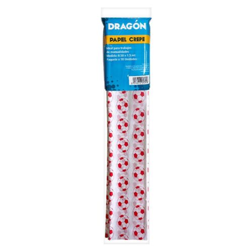 Papel Crepé Decorado Futbol Rojo Paquete X 10 Und