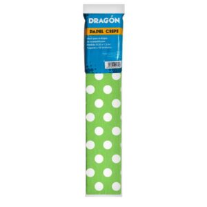 Papel Crepé Decorado Verde Con Lunares Blancos Paquete X 10 Und