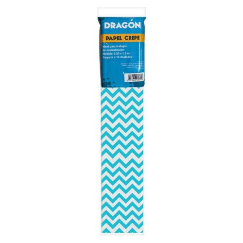 Papel Crepé Decorado Zigzag Celeste Paquete X 10 Und