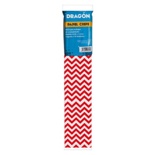 Papel Crepé Decorado Zigzag Rojo Paquete X 10 Und