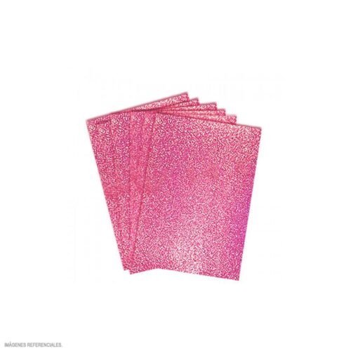 Papel Escarchado A4 280 G Rosado Paquete X 6 Und