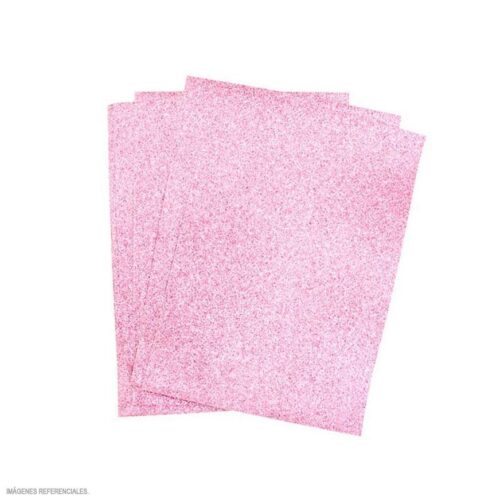 Papel Escarchado A4 280 G Rosado Paquete X 6 Und