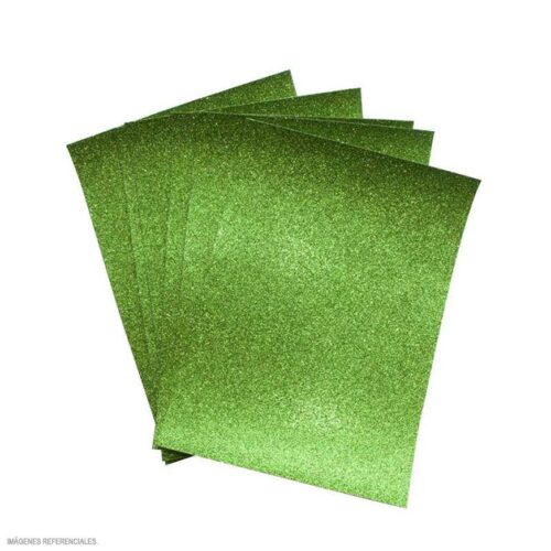 Papel Escarchado A4 280 G Verde Limón Paquete X 6 Und