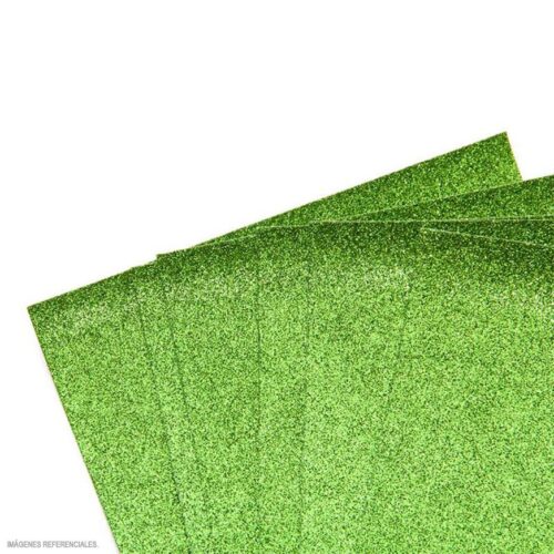 Papel Escarchado A4 280 G Verde Limón Paquete X 6 Und