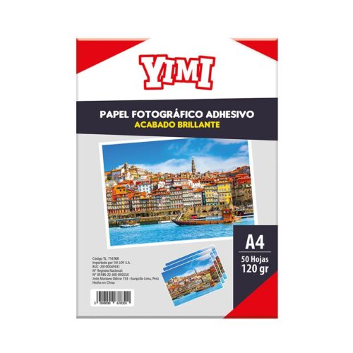 Papel Fotográfico Yimi Adhesivo A4 50H 120G Brillante