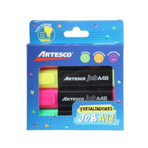 Resaltador Artesco Job Neón X 4 Und