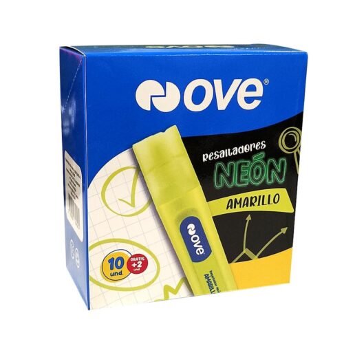 Plumon Resaltador Ove Amarillo Neon Caja X12 Plumon Resaltador Ove Amarillo Neon Caja X12