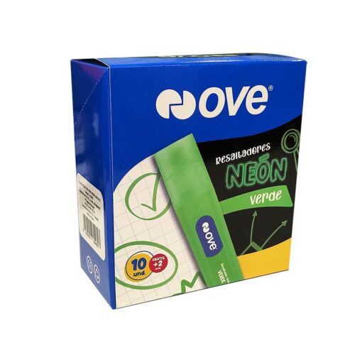 Plumon Resaltador Ove Verde Neon Caja X12 Plumon Resaltador Ove Verde Neon Caja X12