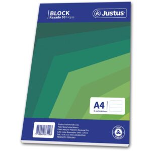 Block Rayado Justus A4 5 Perforaciones 50 Hojas