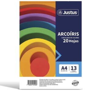 Block Cartulina Justus A4 20 Hojas 13 Colores