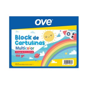 Block Cartulina Multicolor Ove Oficio 15 Hojas 31.5 X 23.5 Cm