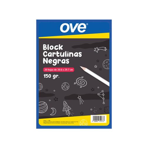 Block Cartulina Negra Ove 20.6 X 29.7 Cm 20 Hojas